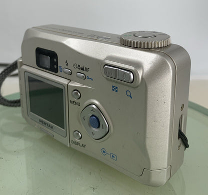 Pentax Optio 330GS Retro Digital Camera 3.2 MP SILVER WITH COVER TESTED - 4156