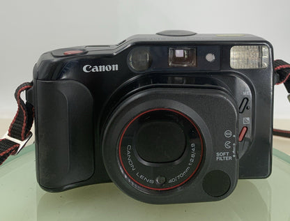 Canon Sure Shot Tele 35mm Film Point and Shoot Camera BLACK TESTED - 6421