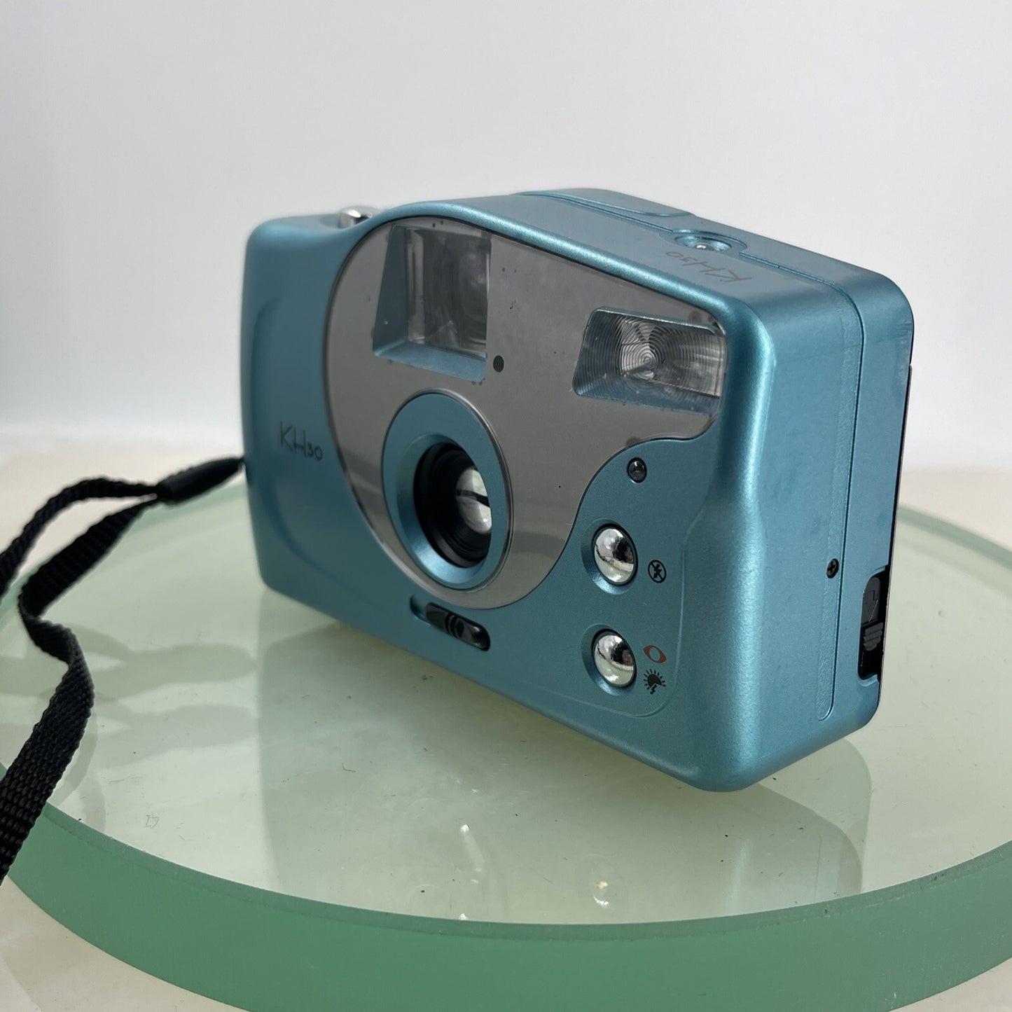 KH30 Film Camera 35mm With Built-In Flash Tested + Cased Blue #6712