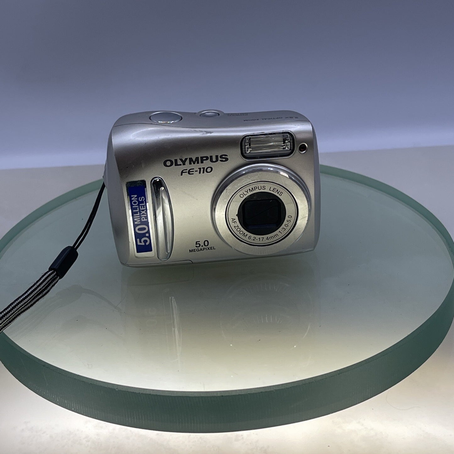 Olympus FE-110 5.0MP Compact Digital Camera Silver Tested Takes AA batteries #912