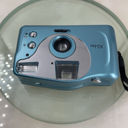 KH30 Film Camera 35mm With Built-In Flash Tested + Cased Blue #6717