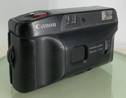 Canon Snappy EZ 35mm Film Point and Shoot Camera BLACK NO BATTERY - TESTED - 6220