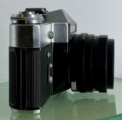 Very Rare ZENIT E POINT AND SHOOT FILM CAMERA+HELIOS-44M LENS+SILVER+TESTED - 802