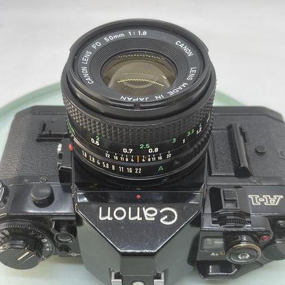 BEAUTIFUL Canon A-1 35mm SLR Camera Body+ FD 50mm f/1.8 Olympic FULLY WORKING3726
