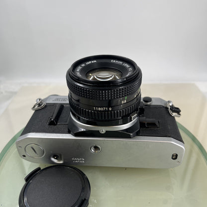 Canon AE-1  35mm SLR Film Manual Camera + Canon 50mm F/1.8 FD Lens Like A-1 #7484