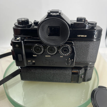 Canon A-1 35mm SLR Camera Body+ FD 50mm f/2.8 + POWER WINDER FULLY WORKING #8773