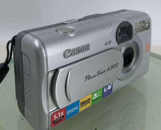 CANON POWERSHOT A300 SILVER DIGITAL CAMERA NO CHARGER NO CARD TESTED - 3040