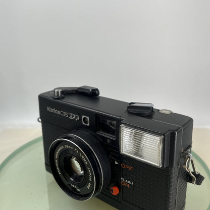 KONICA C35 EF-P VINTAGE 35mm FILM CAMERA MANUAL WIND HEXANON 38mm F4 LENS 4513