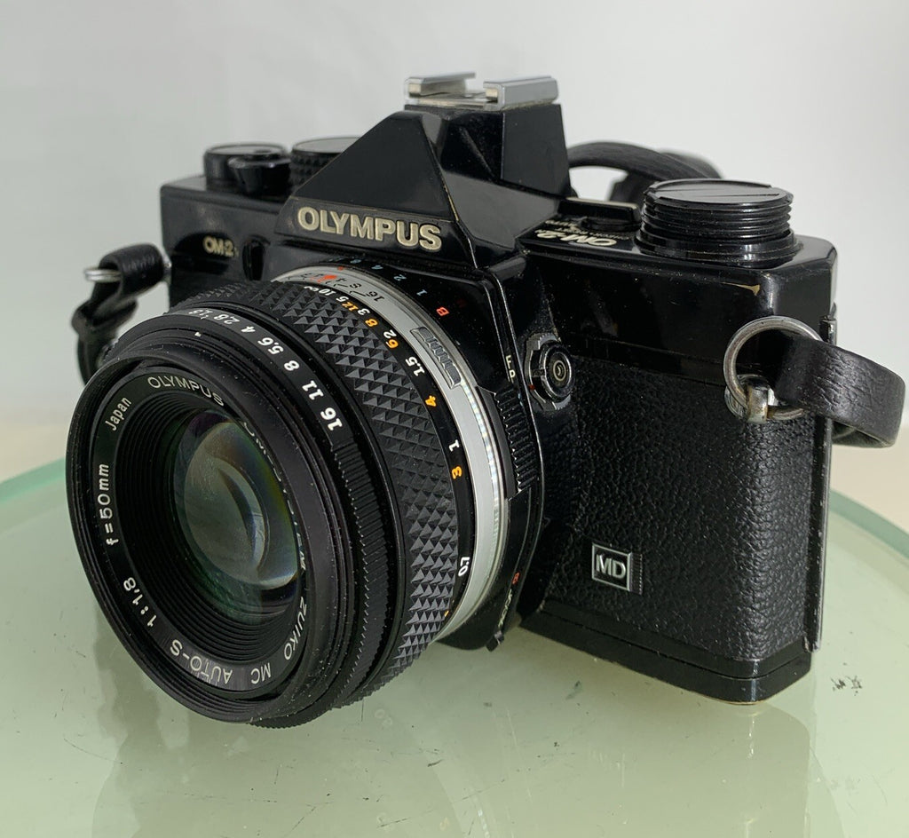 Olympus OM-2n Black - 35mm SLR Film Camera + 50mm f/1.8 Lens-Tested & Working 722