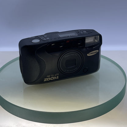 Samsung AF Slim Zoom 35mm Film Point And Shoot Camera Black Tested #2160