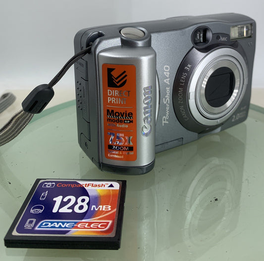 Canon PowerShot A40 2.0MP Compact Digital Camera with 128MB CARD TESTED - 2970