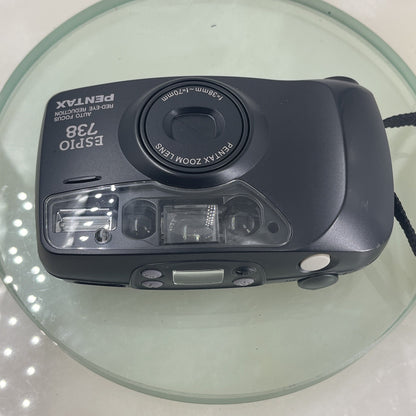 Pentax Espio 738 35mm Film Point and Shoot Camera Black Tested #6917
