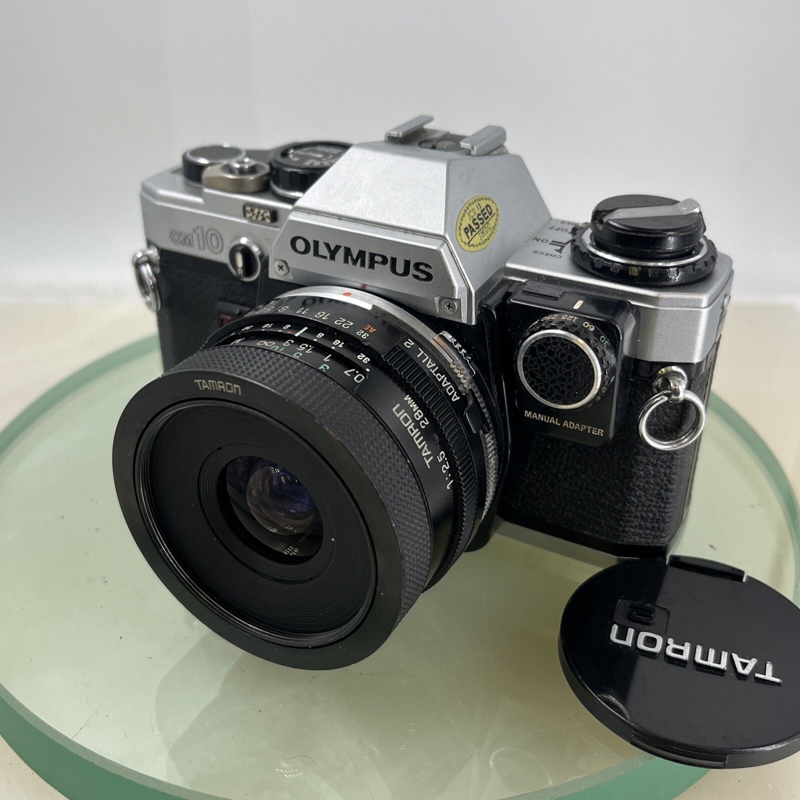 Olympus OM10 35mm SLR Film Camera + 28mm f2.5 Tamron  Lens and Manual Adapter9032