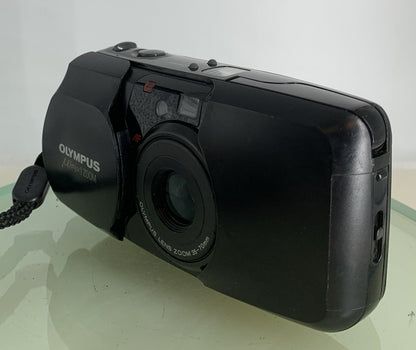 Olympus Mju Zoom 35mm Film Point and Shoot Camera Black Tested + BOX,SERVICED1012