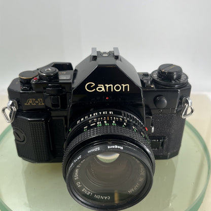 BEAUTIFUL Canon A-1 35mm SLR Camera Body+ FD 50mm f/1.8 FULLY WORKING #87410