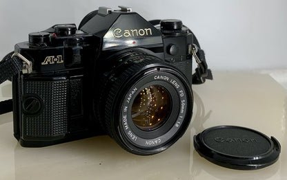 Canon A-1 35mm SLR Camera Body + Canon FD 50mm f/1.8 FULLY WORKING #3080