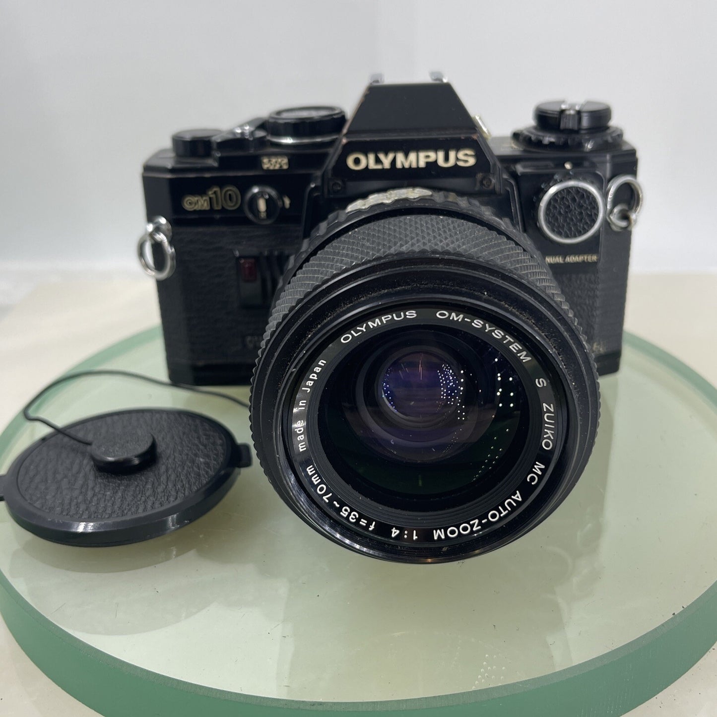 Black Quartz Olympus OM10 35mm SLR Camera Olympus 35-70mm Manual Adapter TESTED1