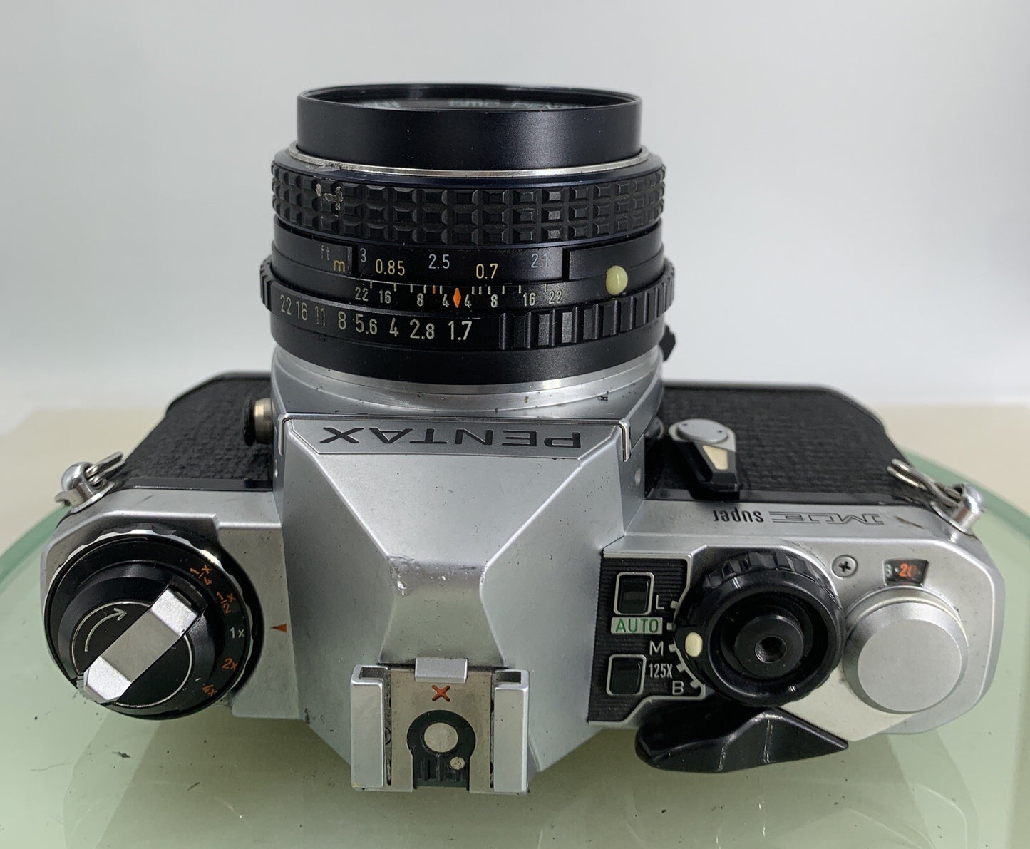 Pentax ME Super 50mm f/1.7 ASAHI LENS BLACK FILM CAMERAWITH COVER TESTED - 2567