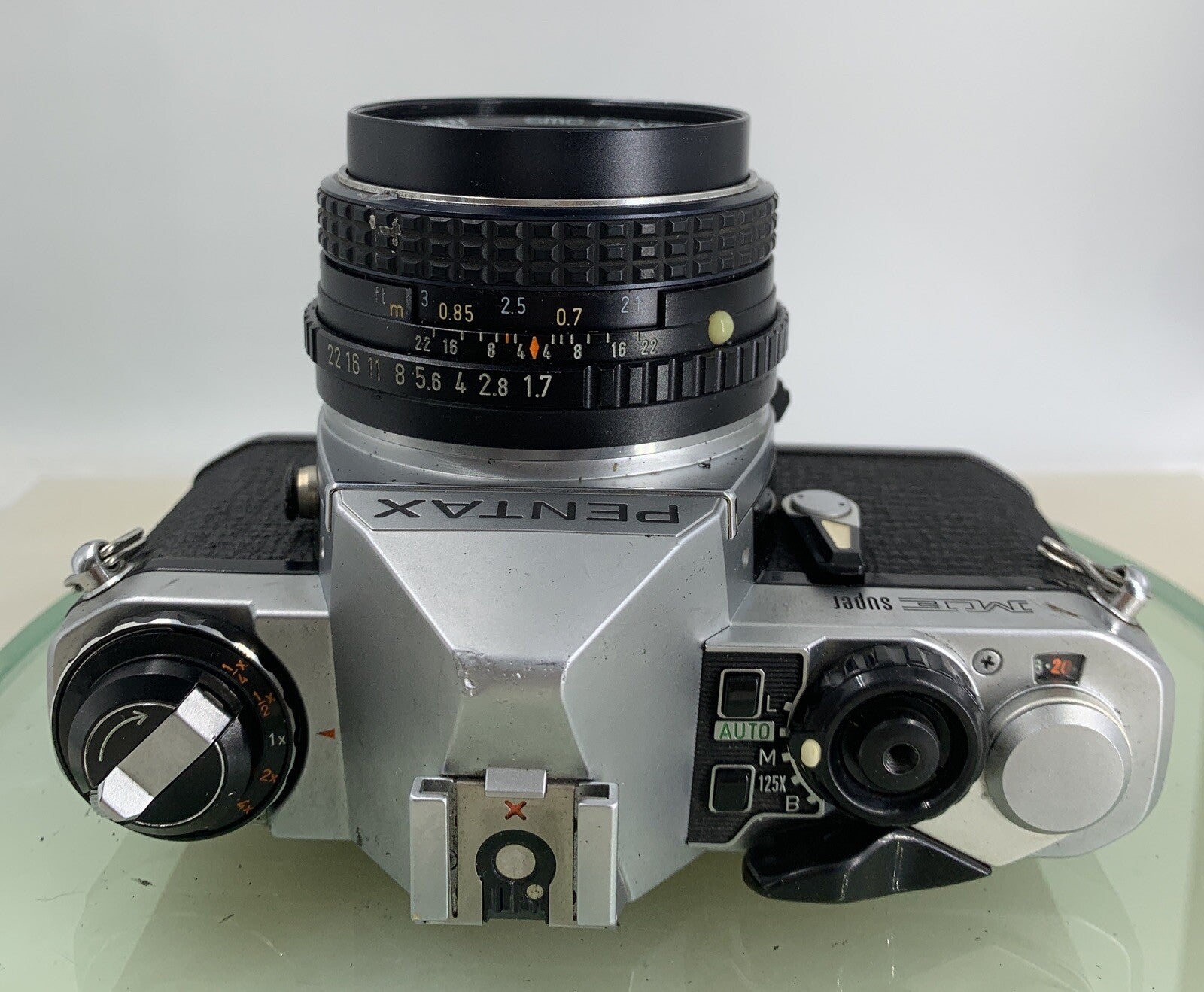 Pentax ME Super 50mm f/1.7 ASAHI LENS BLACK FILM CAMERAWITH COVER TESTED - 2567