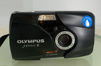 Olympus MJU II 35mm ALL WEATHER FILM CAMERA BLACK WITH COVER TESTED + TIN #4921