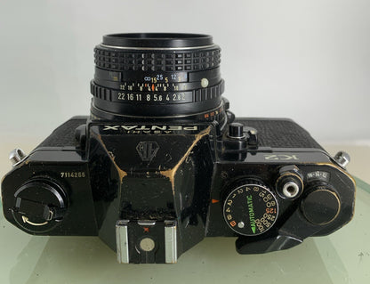 Pentax Asahi K2 35mm Black Film Camera SMC 50mm lens 1:2.K1000 Tested Works #1938