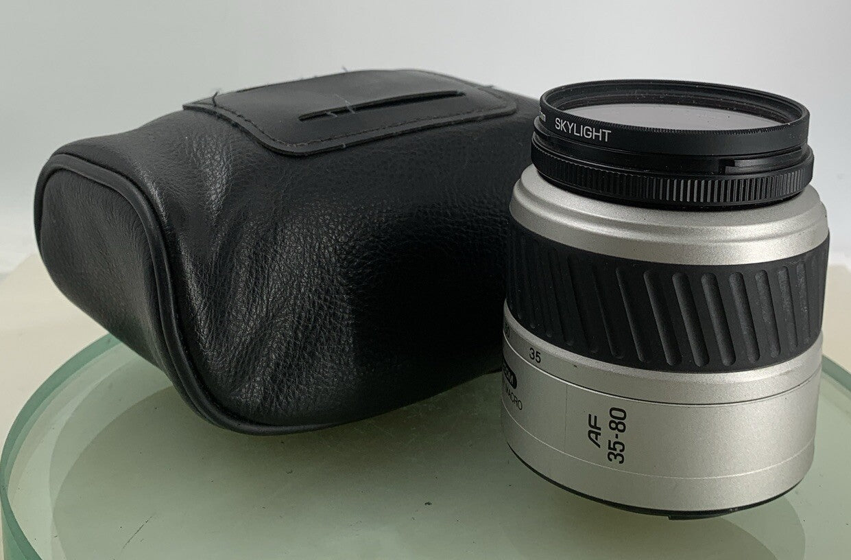 MINOLTA AF ZOOM LENS 35-80MM 1:4 (22) - 5.6 SILVER WITH BAG TESTED - 7280