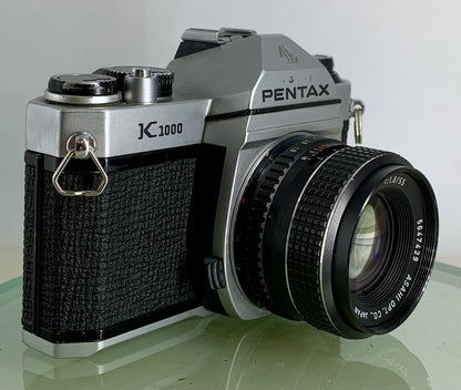 Pentax K1000 35mm SLR Film Camera+42 SCREW MOUNT 55mm 1.8, TESTED METER WORK#2062