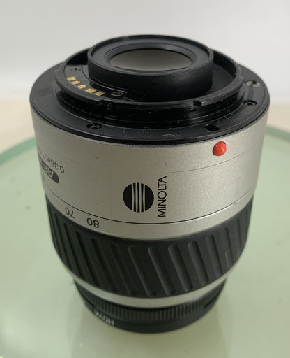 MINOLTA AF ZOOM LENS 35-80MM 1:4 (22) - 5.6 SILVER WITH BAG TESTED - 7287