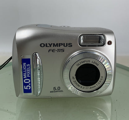 OLYMPUS FE-115 5.0 MP DIGITAL CAMERA SILVER NO CHARGER NO CARD TESTED - 2551