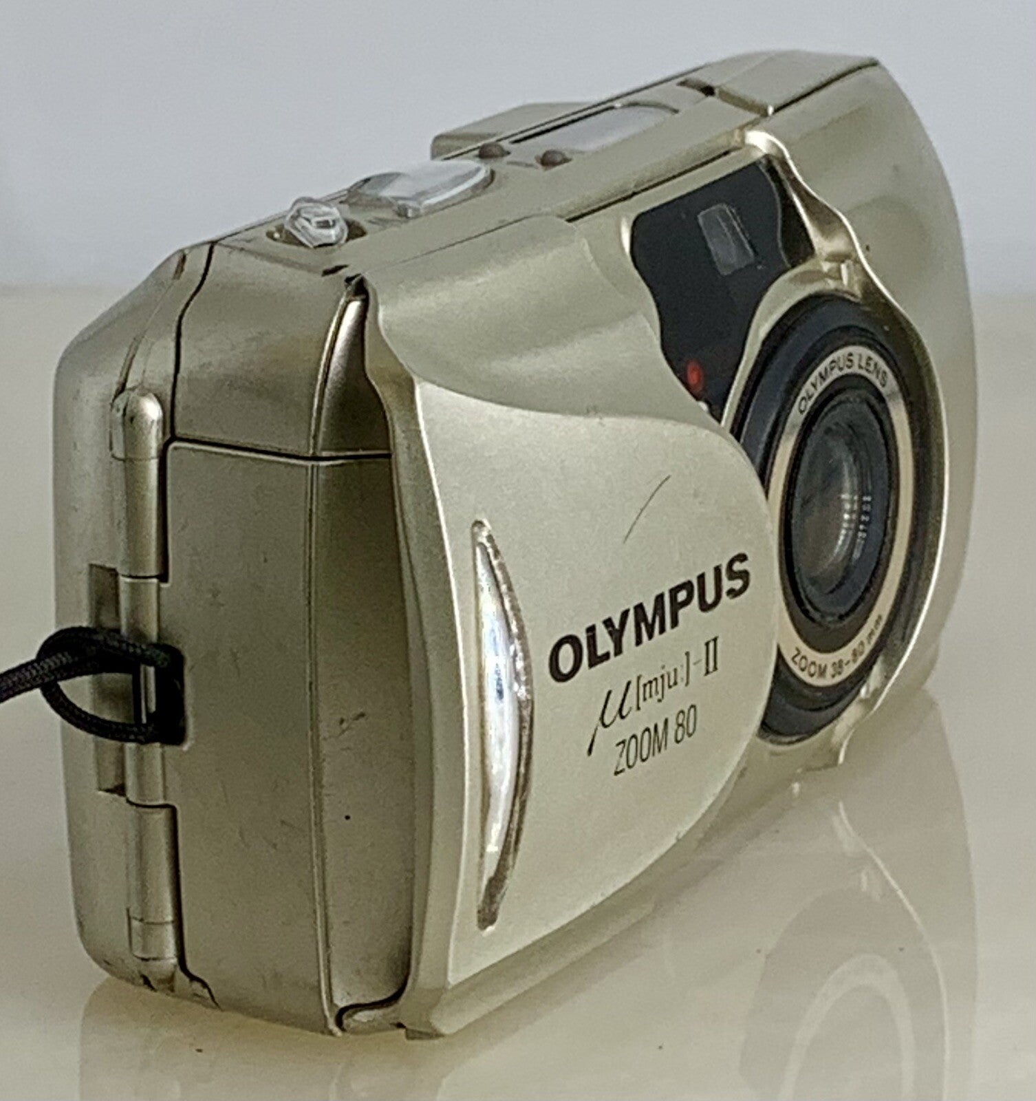 Olympus mju ii Zoom 80 35mm Ultra Compact Camera Beige All Weather  Working #852