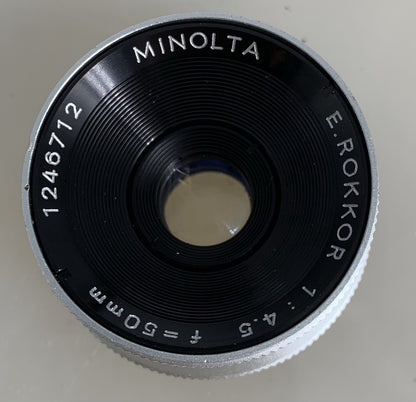 Minolta E.Rokkor 50mm 1:4.5 Screw Enlarger Lens-Case-Mint#1841