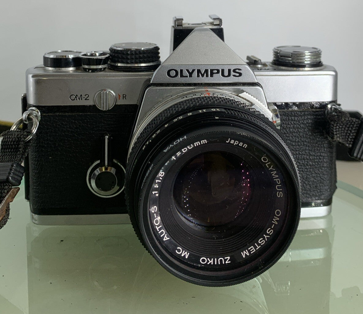 Olympus OM-2 35mm SLR camera body Olympus Zuiko 50mm 1:1.8+ Shoe, TESTED  #2411