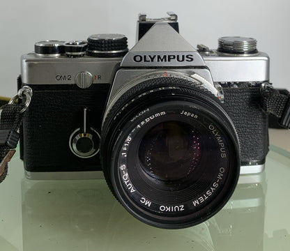 Olympus OM-2 35mm SLR camera body Olympus Zuiko 50mm 1:1.8+ Shoe, TESTED  #2411