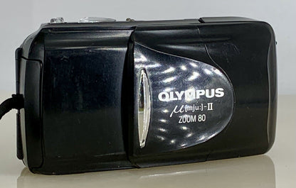 Olympus mju ii Zoom 80 35mm Ultra Compact Camera BLACK All Weather  Working #840