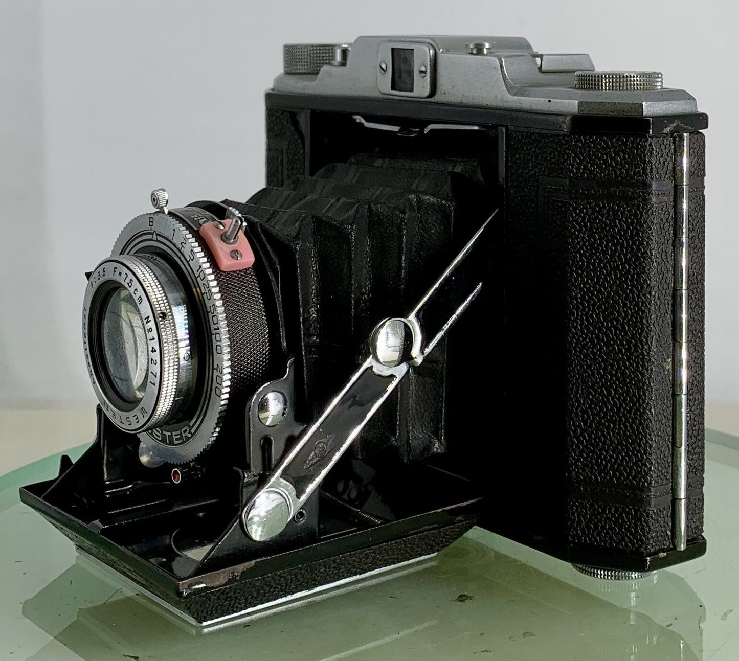 Vintage Apollo 120 WESTER Anastigmat 1:3.5 F=7.5cm Folding Camera + Case - 3176