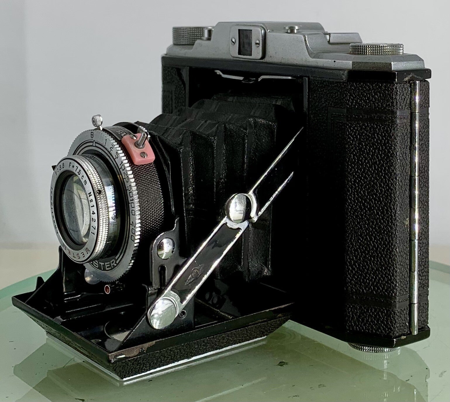 Vintage Apollo 120 WESTER Anastigmat 1:3.5 F=7.5cm Folding Camera + Case - 3176