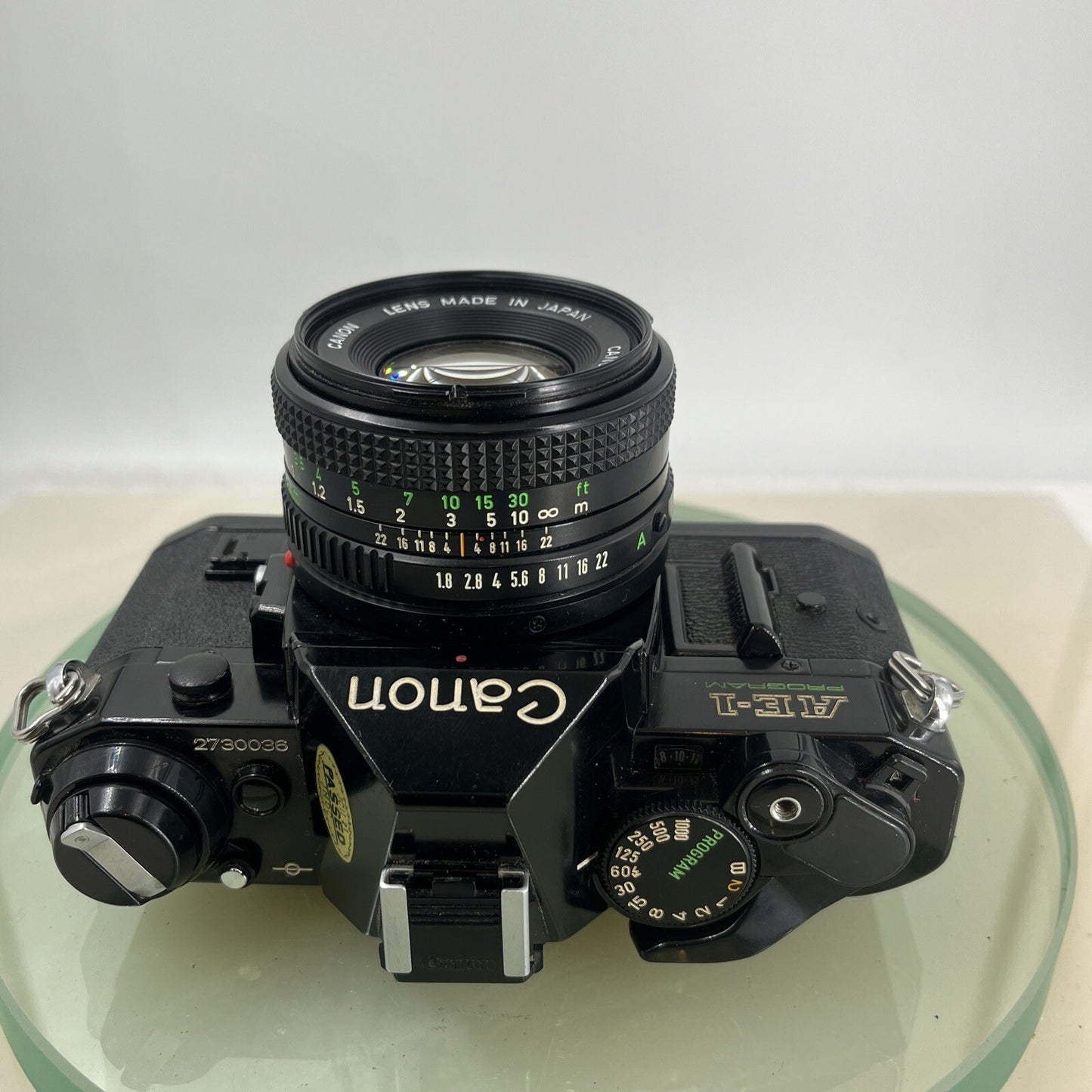 Canon AE-1 Program 35mm SLR Film Manual Camera BLACK+Canon 50mm F/1.8 FD Lens8827