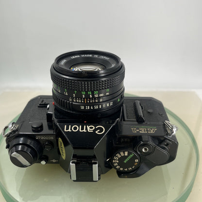 Canon AE-1 Program 35mm SLR Film Manual Camera BLACK+Canon 50mm F/1.8 FD Lens8827