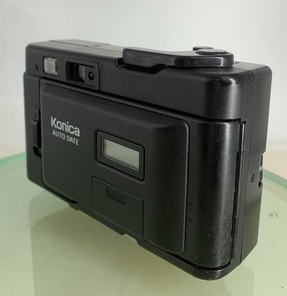 Konica EFJ 35MM AUTODATE BLACK POINT AND SHOOT FILM CAMERA BLACK TESTED - 8246