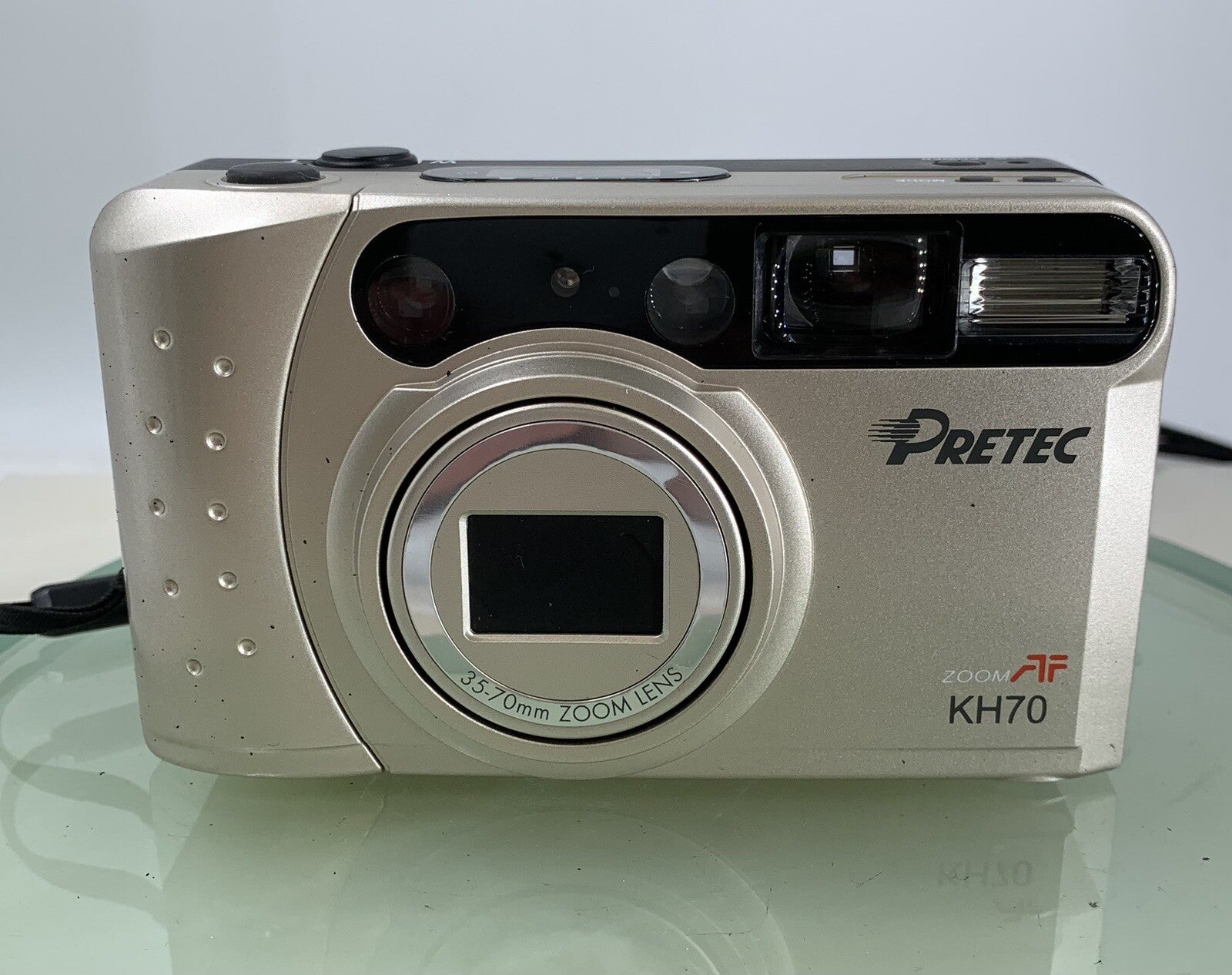 PRETEC KH70 ZOOM AF POINT AND SHOOT FILM CAMERA SILVER WITH COVER TESTED - 8331