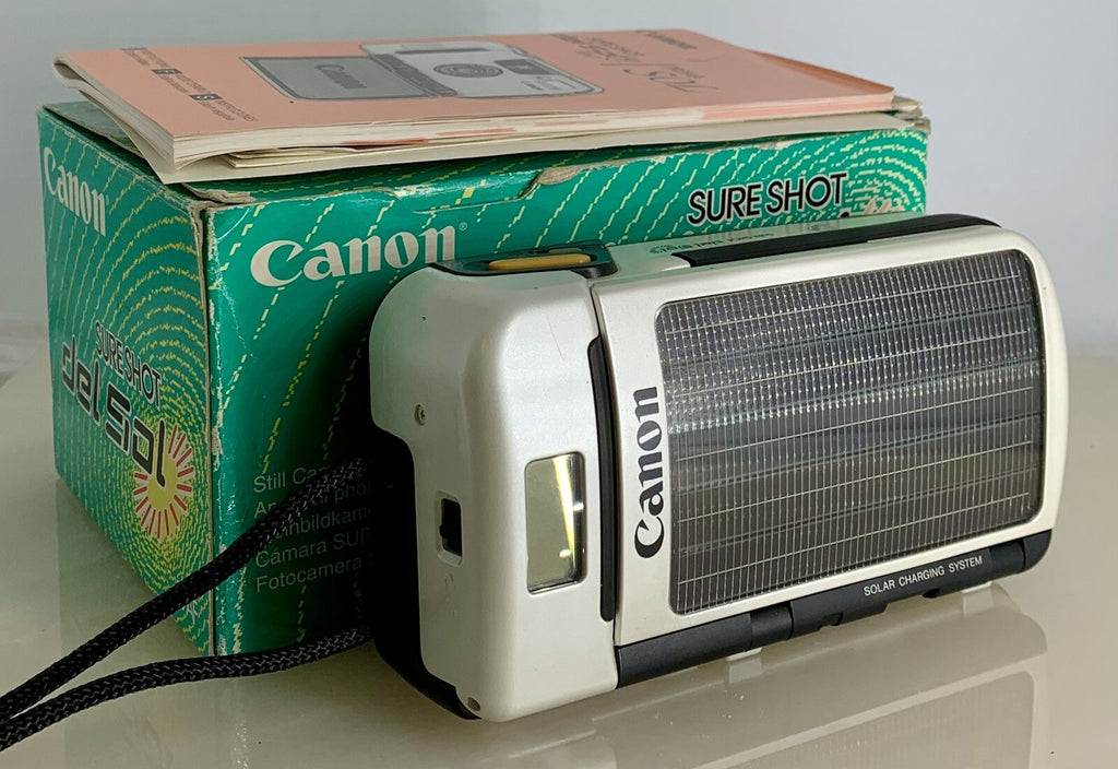 Canon Sure Shot Del Sol 35mm Film Point&Shoot Camera White Tested Solar Powered0