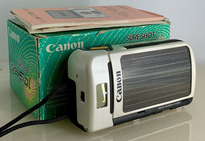 Canon Sure Shot Del Sol 35mm Film Point&Shoot Camera White Tested Solar Powered0