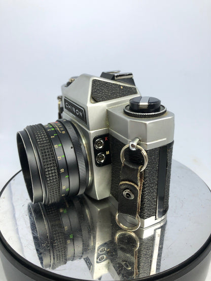 CHINON CS 35mm SLR FILM CAMERA WITH 2 Lenses 50mm,135mm+Bag+Manual#BB63
