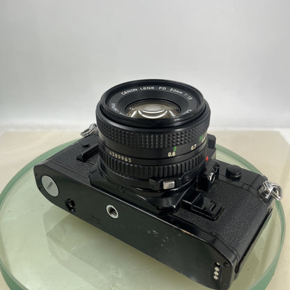 Canon AE-1 Program 35mm SLR Film Manual Camera BLACK+Canon 50mm F/1.8 FD Lens8824