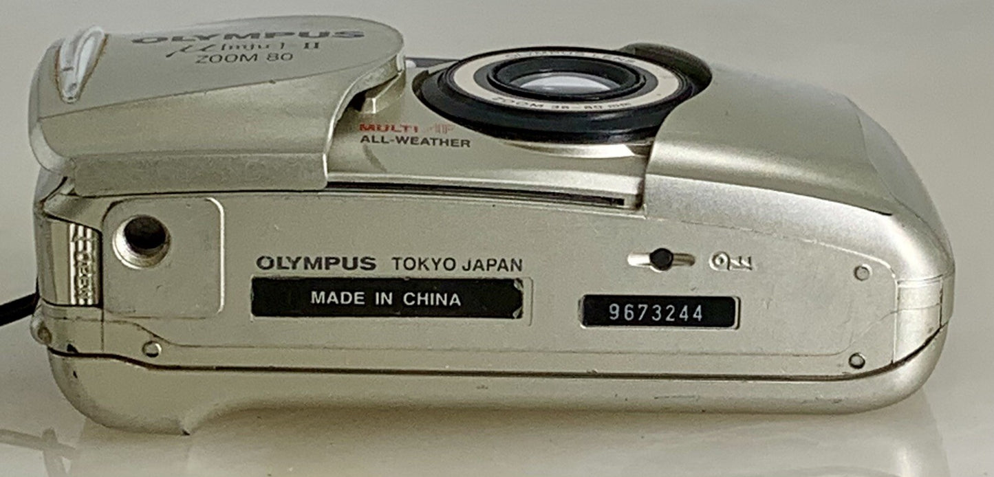 Olympus mju ii Zoom 80 35mm Ultra Compact Camera Beige All Weather  Working #857