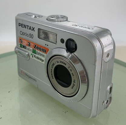 Pentax Optio 50L 5.0MP Digital Camera - Silver NO CHARGER NO CARD TESTED - 312