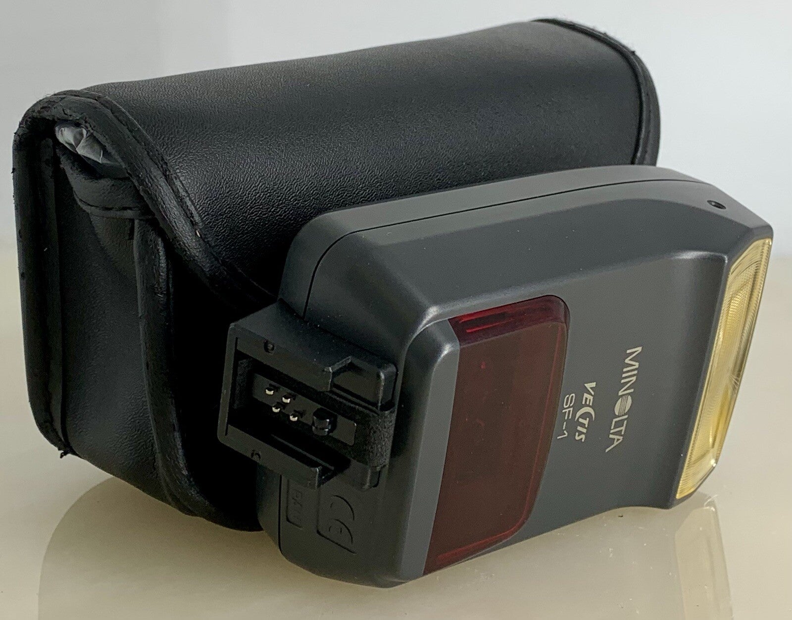 MINOLTA VECTIS SF-1 SHOE MOUNT FLASH + CASE + TESTED - 5090