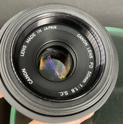 {SERVICED} Canon FD 50mm 1:1.8 S.C. Lens Mint & Clean1