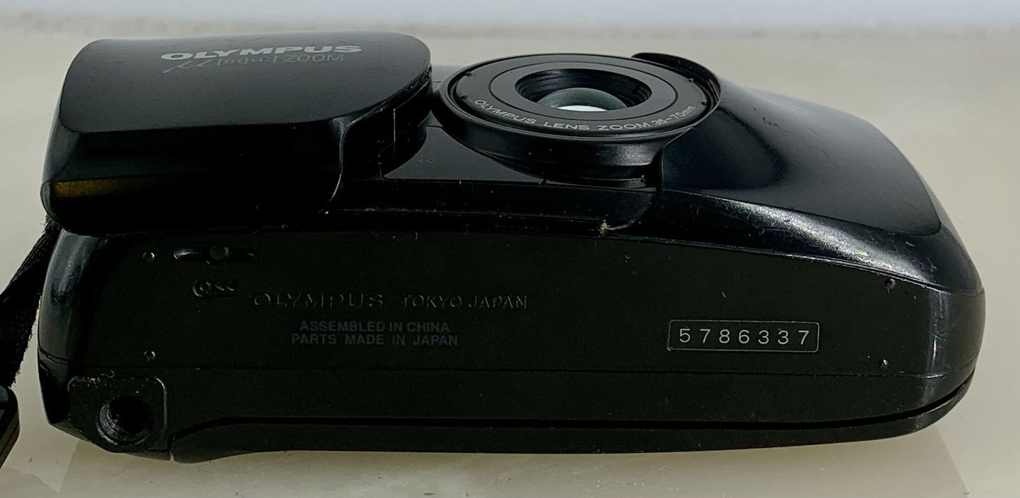 Olympus Mju Zoom 35mm Film Point and Shoot Camera Black Tested #767