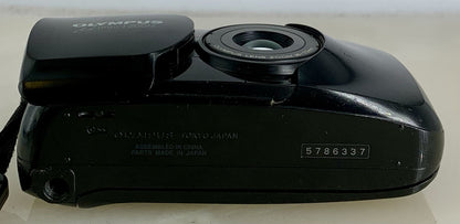 Olympus Mju Zoom 35mm Film Point and Shoot Camera Black Tested #767